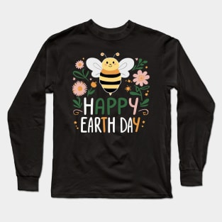 Womens Floral Earth Day With boho Flowers for women and kids Long Sleeve T-Shirt